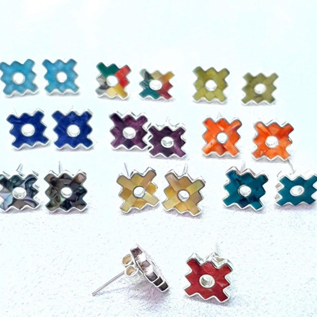 Inca Cross Earrings 950 Silver