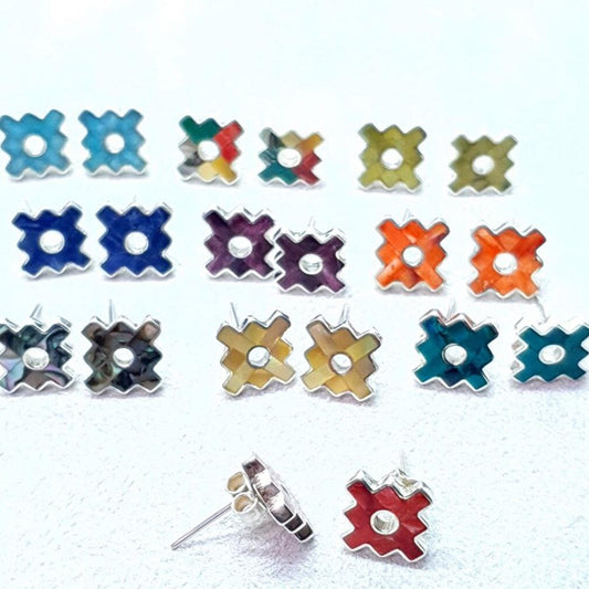 Inca Cross Earrings 950 Silver