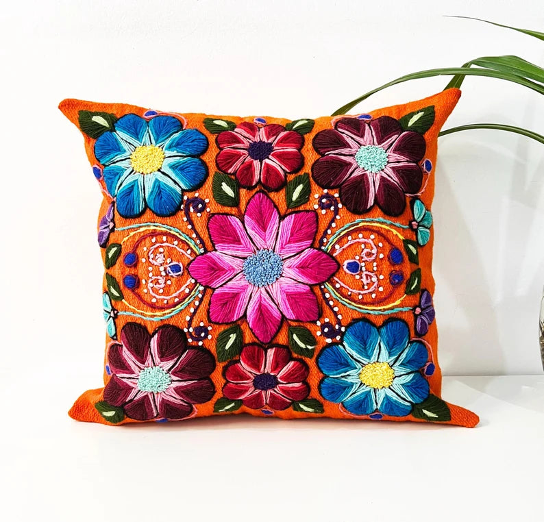 Colorful Floral Pillow Cover