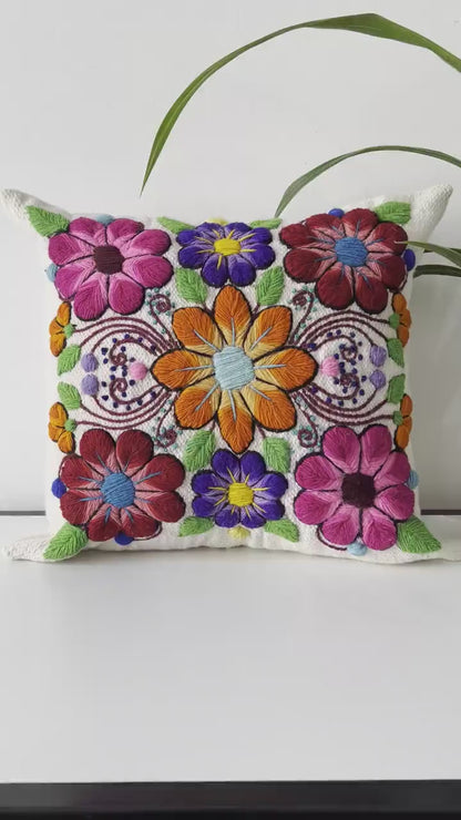 Colorful Floral Pillow Cover